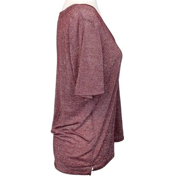 Cupcakes and Cashmere metallic plum v-neck top size small - Picture 3 of 8
